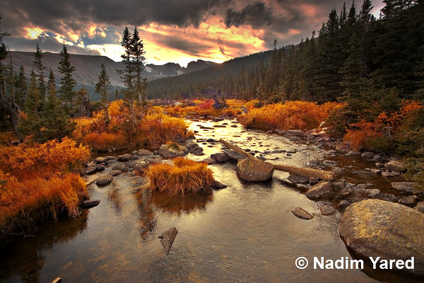 Dramatic Fall Skies at Long Lake, Lake Brainard Recreation Area, Ward, Colorado, USA